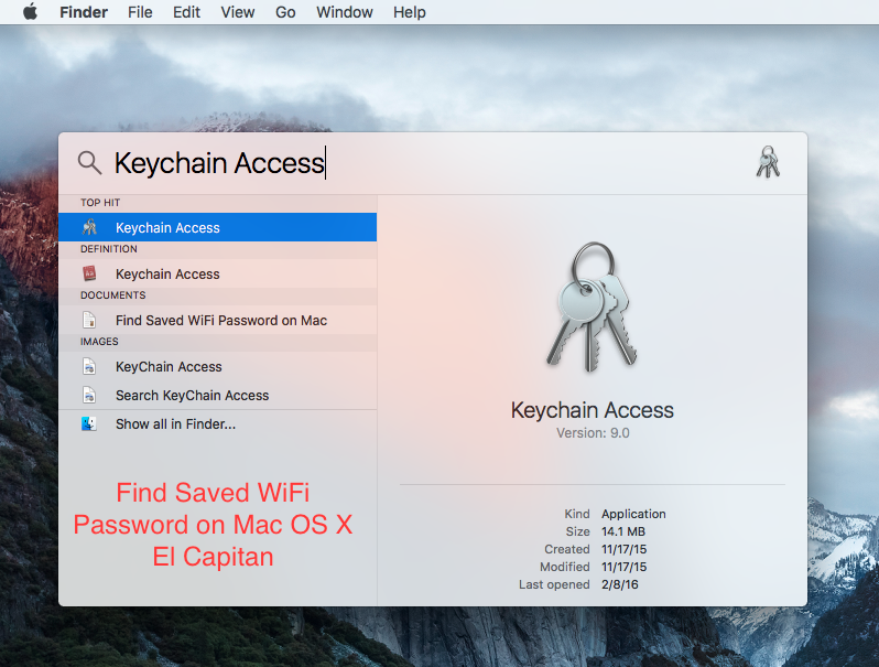date modied mean on mac keychain access